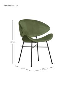 Krzesło tapicerowane z weluru Cheri, Tapicerka: 100% poliester (welur), Stelaż: stal malowana proszkowo, Zielony aksamit, czarny, S 57 x G 55 cm