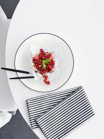 Dessertteller á table ligne noir mit schwarzem Rand, 4 Stück, Fine Bone China (Porzellan)
Fine Bone China ist ein Weichporzellan, das sich besonders durch seinen strahlenden, durchscheinenden Glanz auszeichnet., Weiss Rand: Schwarz, Ø 21 cm