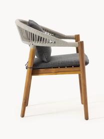 Tuin stoel Malmö van acaciahout, 2 stuks, Frame: massief geolied acaciahou, Antraciet, lichtgrijs, acaciahout, B 60 x D 58 cm