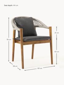 Krzesło ogrodowe z drewna akacjowego Malmö, 2 szt., Stelaż: lite drewno akacjowe z ce, Czarny, ciemne drewno naturalne, S 60 x G 58 cm
