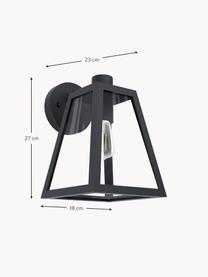 Outdoor wandlamp Mirandola met glazen lampenkap, Lampenkap: glas, Zwart, B 18 x H 27 cm