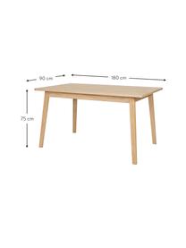 Stół do jadalni z drewna Skagen, Blat: fornir z drewna dębowego, Nogi: drewno dębowe, Drewno dębowe, S 180 x G 90 cm