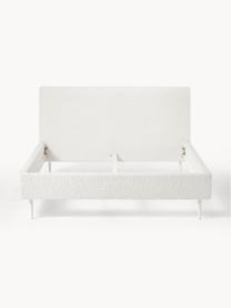 Plyšová čalúnená posteľ Layla, Plyšová biela, 180 x 200 cm