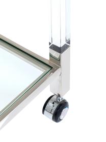 Camarera de vidrio Josy, Estructura: acero pulido, acrílico, Estante: vidrio laminado, Plateado, transparente, An 85 x Al 80 cm