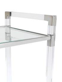 Glas-Servierwagen Josy in Silber, Gestell: Stahl, poliert, Acrylglas, Ablagefläche: Sicherheitsglas, Silberfarben, Transparent, B 85 x H 80 cm