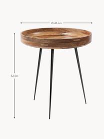 Stolik pomocniczy z drewna mangowego Bowl Table, Blat: drewno mangowe lakierowan, Nogi: stal malowana proszkowo, Drewno mangowe, czarny, Ø 46 x 52 cm
