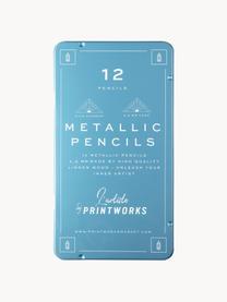 Set di 12 matite colorate Metallic, Blu, Larg. 11 x Alt. 19 cm