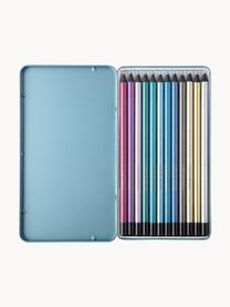 Crayons de couleur Metallic, 12 élém., Bleu, Ø 11 x haut. 19 cm