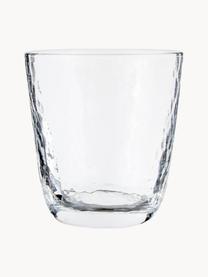 Vasos de vidrio soplado artesanalmente Hammered, 4 uds., Vidrio soplado artesanalmente, Transparente, Ø 9 x Al 10 cm, 250 ml