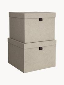 Set 2 scatole Tristan, Scatola: solido, cartone laminato, Manico: pelle, Beige chiaro, Set in varie misure