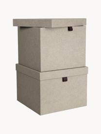 Cajas Tristan, 2 pzas., Caja: cartón laminado rígido, Beige claro, Set de diferentes tamaños