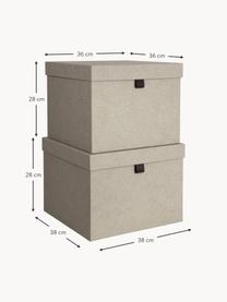 Cajas Tristan, 2 pzas., Caja: cartón laminado rígido, Beige claro, Set de diferentes tamaños