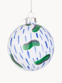 Boules de Noël Drawing, tailles variées, Verre, Blanc, bleu roi, noir, vert, Ø 8 x haut. 8 cm, 12 pièce