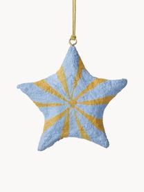 Décorations de sapin de Noël Bomuld, 4 pièces, Pâte de coton, Bleu, jaune, Ø 9 x haut. 9 cm