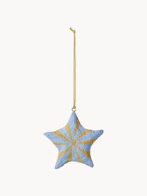 Décorations de sapin de Noël Bomuld, 4 pièces, Pâte de coton, Bleu, jaune, Ø 9 x haut. 9 cm