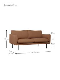 Sofá Moby (2 plazas), Tapizado: poliéster Alta resistenci, Estructura: madera de pino maciza, Patas: metal con pintura en polv, Tejido marrón, An 170 x F 95 cm
