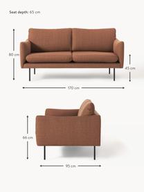 Sofa Moby (2-Sitzer), Bezug: Polyester Der hochwertige, Gestell: Massives Kiefernholz, Füße: Metall, pulverbeschichtet, Webstoff Nougat, B 170 x T 95 cm
