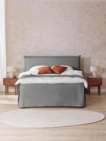 Premium Boxspringbett Violet, Matratze: 5-Zonen-Taschenfederkern, Füße: Massives Birkenholz, lack, Webstoff Dunkelgrau, B 140 x L 200 cm, Härtegrad H2