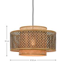 Pendelleuchte Bhutan aus Bambus, Lampenschirm: Bambus, Baldachin: Metall, beschichtet, Beige, Schwarz, Ø 50 x H 30 cm