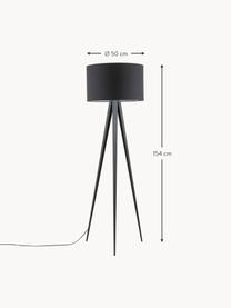 Stojacia tripod lampa v škandinávskom štýle Jake, Čierna, Ø 50 x V 154 cm