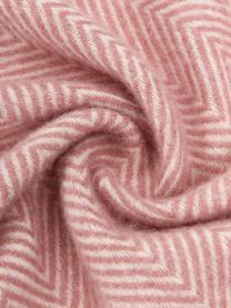Plaid en laine avec motif à chevrons et franges Tirol, Rose, larg. 140 x long. 200 cm