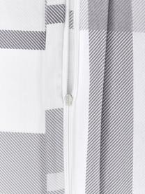 Parure copripiumino in cotone grigio a quadri Kris, Retro: flanella Il raso di coton, Grigio, bianco, 135 x 200 cm + 1 federa 80 x 80 cm