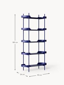 Scaffale alto in metallo Taru, Metallo verniciato a polvere, Blu elettrico opaco, Larg. 90 x Alt. 180 cm