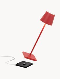 Lampada da tavolo portatile a LED con luce regolabile Poldina, Lampada: alluminio rivestito, Rosso opaco, Ø 11 x Alt. 38 cm