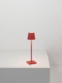 Lampada da tavolo portatile a LED con luce regolabile Poldina, Lampada: alluminio rivestito, Rosso opaco, Ø 11 x Alt. 38 cm