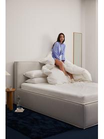 Gestoffeerd bed Dream met opbergruimte, Bekleding: polyester (gestructureerd, Frame: massief grenenhout en pla, Geweven stof greige, B 200 x L 200 cm