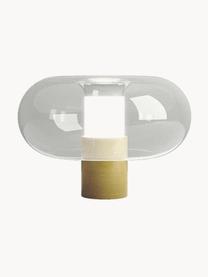 Lámpara de mesa artesanal regulable Fontanella, Pantalla: vidrio, Estructura: metal recubierto, Cable: plástico, Transparente, dorado, Ø 27 x Al 20 cm