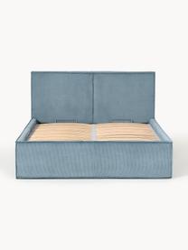 Manšestrová čalouněná postel s úložným prostorem Dream, Modrá, Š 140 cm, D 200 cm