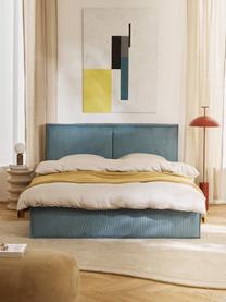 Corduroy gestoffeerd bed Dream met opbergruimte, Bekleding: corduroy (92% polyester, , Poten: berkenhout Dit product is, Corduroy blauw, B 140 x L 200 cm