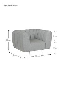 Sillón Shel, Tapizado: 100% poliéster con tacto , Asiento: muelles ondulados, espuma, Estructura: madera dura, madera bland, Patas: metal recubierto Alta res, Gris claro, An 110 x F 95 cm