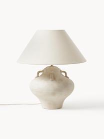 Grosse Keramik-Tischlampe Taytum, Lampenschirm: Leinen, Off White, Hellbeige, Ø 46 x H 51 cm