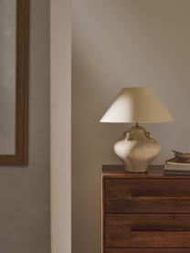 Grote keramische tafellamp Taytum, Lampenkap: linnen, Gebroken wit, lichtbeige, Ø 46 x H 51 cm