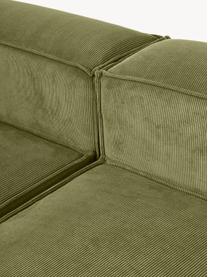 Modulares XL-Ecksofa Lennon aus Cord, Bezug: Cord (92 % Polyester, 8 %, Gestell: Massives Kiefernholz, Spe, Füße: Kunststoff Dieses Produkt, Cord Dunkelgrün, B 329 x T 269 cm, Eckteil rechts