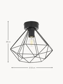 Plafondlamp Tarbes, Gecoat staal, Zwart, Ø 33 x H 28 cm