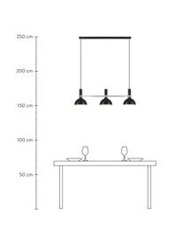 Grande suspension scandinave 3 lampes Larry, Noir,chrome, larg. 100 x haut. 24 cm