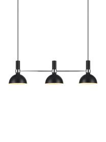 Grande suspension scandinave 3 lampes Larry, Noir,chrome, larg. 100 x haut. 24 cm