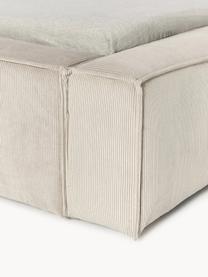 Polsterbett Lennon aus Cord, Bezug: Cord (98% Polyester, 2% P, Gestell: Massives Kiefernholz, Sch, Füße: Holz, Kunststoff Dieses P, Cord Hellbeige, B 248 x L 243 cm (Liegefläche 180 x 200 cm)