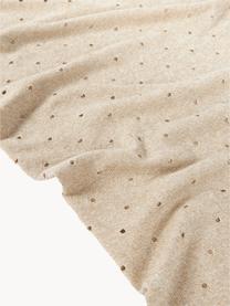 Plaid douillet en coton tricoté à la main Biscuit, 100 % coton bio, Beige clair, larg. 90 x long. 120 cm