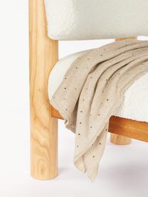 Plaid douillet en coton tricoté à la main Biscuit, 100 % coton bio, Beige clair, larg. 90 x long. 120 cm