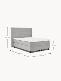 Letto boxspring premium in velluto Phoebe, Materasso: nucleo a 5 zone di molle , Piedini: legno massiccio di betull, Velluto grigio, Larg. 200 x lung. 200 cm, grado di durezza H3