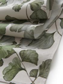 Baumwoll-Tischläufer Gigi mit Ginkgo-Blättermotiven, 100 % Baumwolle, Beige, Grün, B 40 x L 140 cm