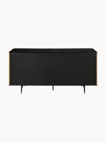 Holz-Sideboard Linea, Korpus: Mitteldichte Holzfaserpla, Füße: Metall, lackiert, Schwarz, Eichenholz, B 159 x H 74 cm