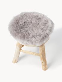 Cuscino sedia rotondo in ecopelliccia lisica Mathilde, Retro: 100% poliestere, Grigio chiaro, Ø 37 cm
