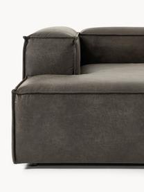 Chaise longue hoekmodule Lennon van gerecycled leer, Bekleding: gerecycled leer (70% leer, Frame: massief hout, multiplex, Poten: kunststof Dit product is , Leer taupe, B 119 x D 180 cm, hoekdeel rechts