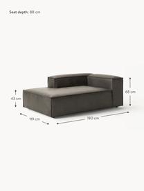 Chaise longue hoekmodule Lennon van gerecycled leer, Bekleding: gerecycled leer (70% leer, Frame: massief hout, multiplex, Poten: kunststof Dit product is , Leer taupe, B 119 x D 180 cm, hoekdeel rechts