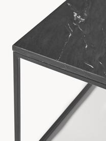 Marmeren salontafel Alys, Tafelblad: marmer, Frame: gepoedercoat metaal, Zwart gemarmerd, zwart, B 80 x D 45 cm